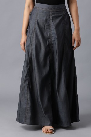 Black Tensel Denim Skirt