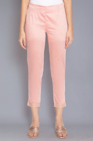 Pink Solid Slim Pants