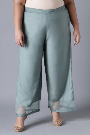 Sea Green Solid Parallel Pants