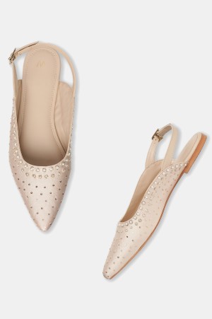 W Beige Embroidered Pointed Toe Flat-Wcharlotte