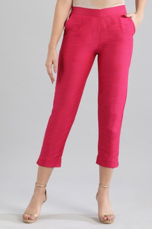 Pink Solid Trousers