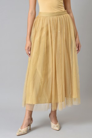 Gold Sequins Mesh Skirt