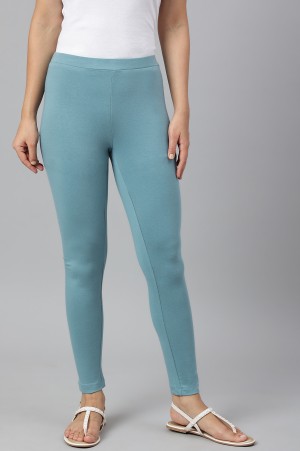 Aqua Knitted Cotton Lycra Tights