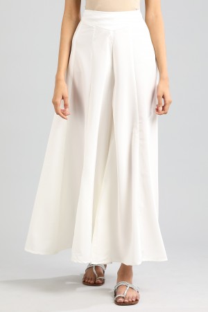 White Solid Palazzos